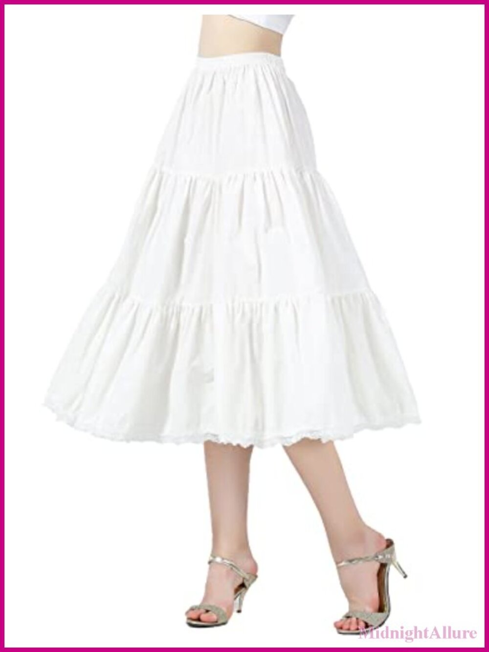 Women 100% Cotton 3 Tiered A-Line Retro Medieval Skirt